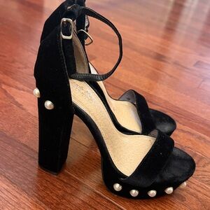 Charlotte Russe Black Heels with Pearl Accents